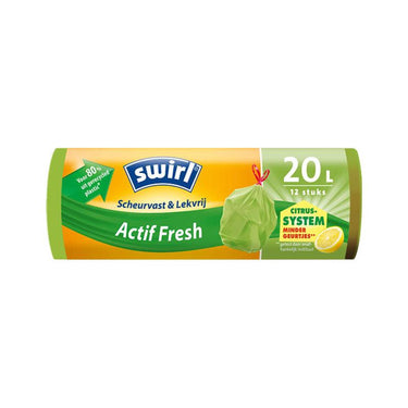 Swirl pedaalemmerzak met trekband anti geur 20l rol a 12 zakken voor 80% uit gerecycled plastic