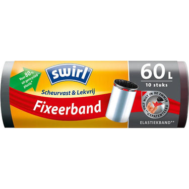 Swirl pedaalemmerzak met elastische fixeerband 60l rol a 10 zakken 680x730mm voor 80% uit gerecycled plastic