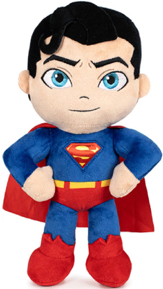 Dc comics superman (handen in de zij) pluche knuffel 22 cm - speelgoed superheld knuffels voor kinderen jongens meisjes - marvel plush toy - clark kent batman