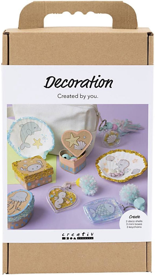 Creativ company cc hobbyset decoratie, dozen, schelpen, sleutelhangers, pastelkleuren