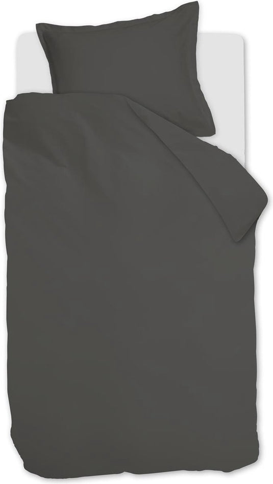 Ambiante satin uni dekbedovertrek - eenpersoons - 140x200 220 cm - donker grijs