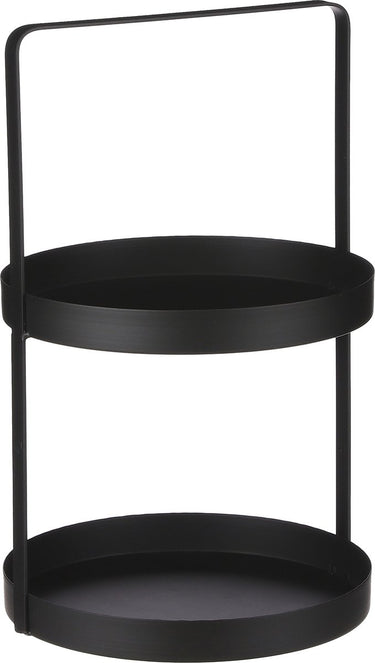 Mica decorations etagere 2 laags - h41 x ø25 cm - metaal - zwart