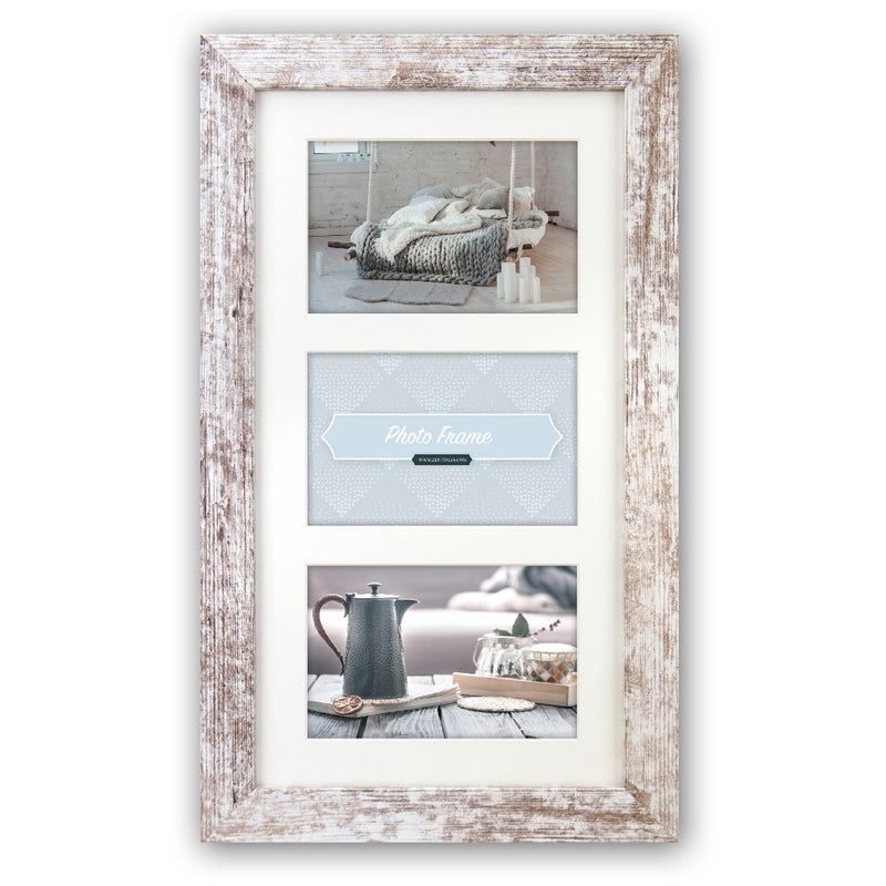 Load image into Gallery viewer, Zep fotolijst v23136 nelson 6 3q white wash voor 3 foto's
