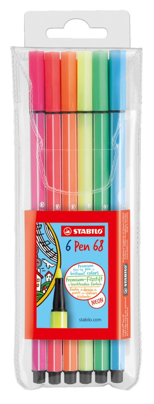 STABILO Pen 68 - 6 Fluoriserende Kleuren