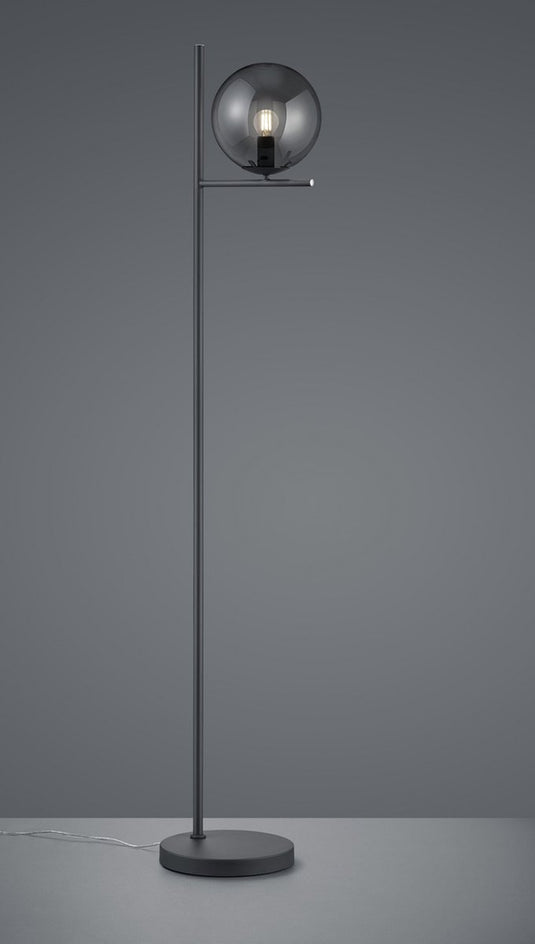Trio pure - vloerlamp - antraciet - excl. 1x e14 28w - rookkleurige glas