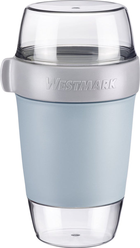 Westmark lunchpot, groot, met 3 lekvrije compartimenten: 350 ml + 600 ml + 200 ml, kunststof, natuurlijk bpa-vrij, blauw grijs helder, 5287226b