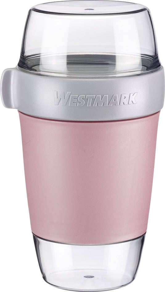 Westmark lunchpot, groot, met 3 lekvrije compartimenten: 350 ml + 600 ml + 200 ml, kunststof, natuurlijk bpa-vrij, roze grijs helder, 5287226p