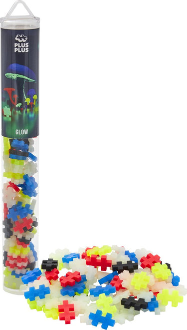 Plus-plus glow in the dark tube 100 delige bouwset - 4282 - bouwspeelgoed - constructiespeelgoed - set met bouwstenen - vanaf 5 jaar