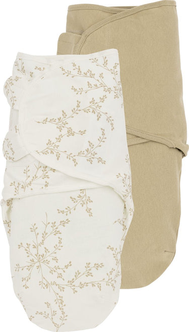 Meyco baby branches uni swaddle inbakerdoek - 2-pack - sand - 0-3 maanden - 1.0 tog
