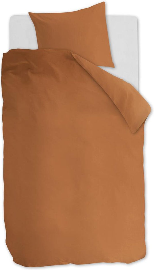 Ambiante cotton uni dekbedovertrek - effen - eenpersoons - 140x200 220 cm - oranje