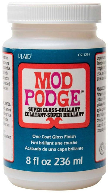 Mod podge super gloss, hoogglans, alles-in-eén decoupage lijm, vernis en afwerking, 236 ml, voor mixed media kunstwerken, diamond painting, mozaïek, knutselen en home deco