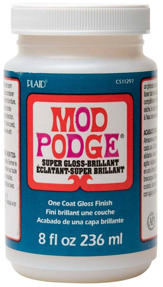 Mod podge super gloss, hoogglans, alles-in-eén decoupage lijm, vernis en afwerking, 236 ml, voor mixed media kunstwerken, diamond painting, mozaïek, knutselen en home deco