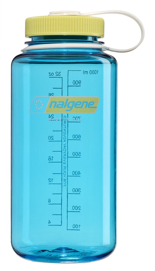 Nalgene - wide mouth bottle - drinkfles - waterfles - 1000ml - bpa free - sustain - blue atoll w endive nieuw