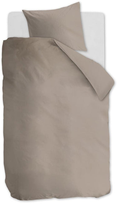 Ambiante cotton uni dekbedovertrek - effen - eenpersoons - 140x200 220 - taupe
