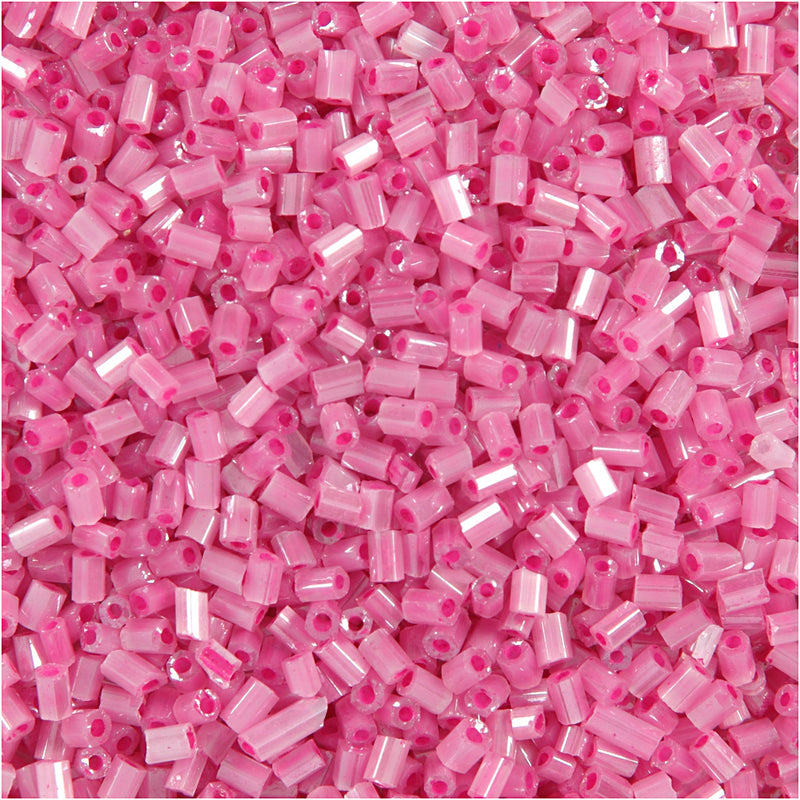 Afbeelding laden in galerijviewer, Https: www.cchobby.nl rocailles-2-cut-d-1-7-mm-afm-15-0-gatgrootte-0-5-mm-roze-500-gr-1-zak
