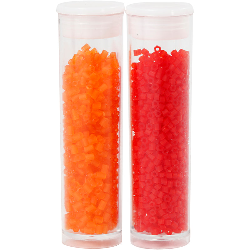 Afbeelding laden in galerijviewer, Https: www.cchobby.nl rocailles-2-cut-d-1-7-mm-afm-15-0-gatgrootte-0-5-mm-transparant-oranje-transparant-rood-2x7-gr-1-doos
