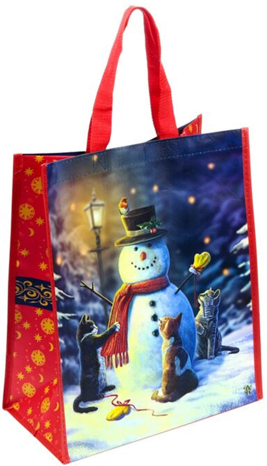 Puckator tas shopper - lisa parker kerstmis katten sneewpop - duurzaam - 40x33x17cm