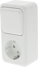 Q-link - wandcontactdoos - opbouw - 1-voudig stopcontact - 1-voudig wisselschakelaar - randaarde - kinderbeveiliging - polarwit