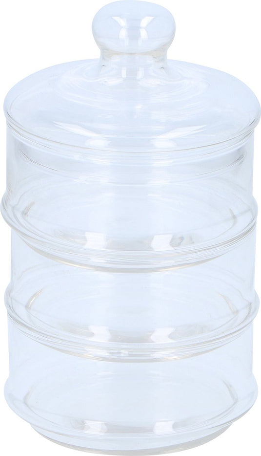 Alpina kitchen home alpina – voorraadpot – 3-laags – transparant – kleurloos – ø12x23cm met deksel snoeppot