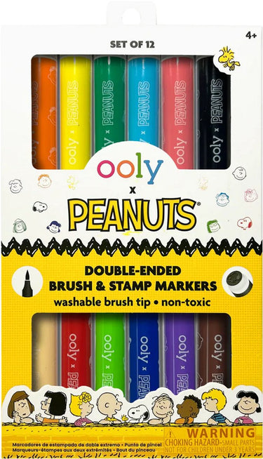 Ooly - x peanuts - snoopy dubbelzijdige stiften en stempels - 12 stuks