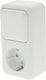 Q-link - wandcontactdoos - opbouw - 1-voudig stopcontact - 1-voudig wisselschakelaar - randaarde - kinderbeveiliging - polarwit