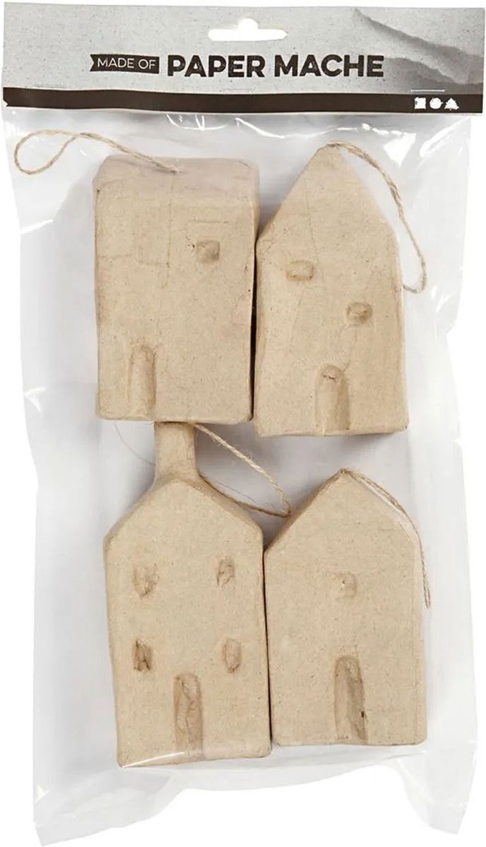 Load image into Gallery viewer, Creativ company huisjes van papiermache, 4st.

