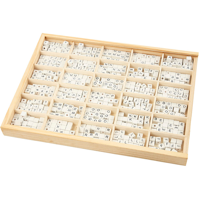 Load image into Gallery viewer, Creativ company https: www.cchobby.nl letterkralen-a-z-en-blanco-afm-8x8-mm-gatgrootte-3-mm-wit-750-div-1-doos
