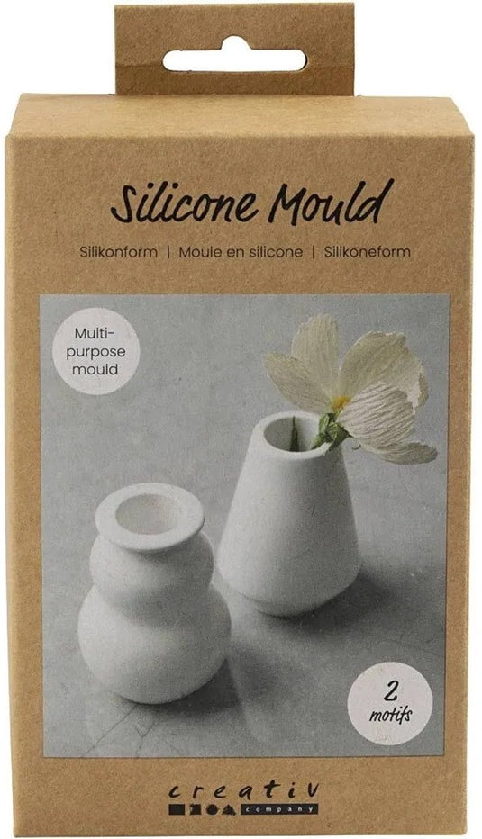 Creativ company siliconen vormen vaas en kandelaar h: 7,5 cm d 5,5 cm mat transparant 2 stuk