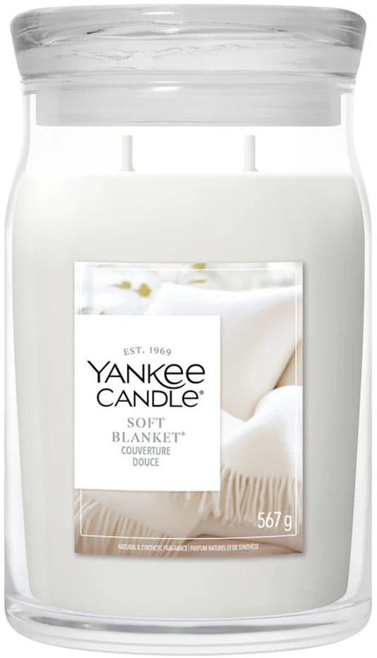 Yankee candle - soft blanket large jar geurkaars - 90 branduren - twee lonten
