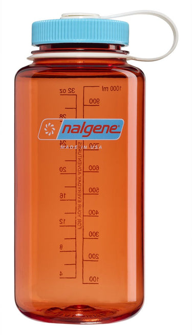 Nalgene - wide mouth bottle - drinkfles - waterfles - 1000ml - bpa free - sustain - flame w blue atoll nieuw