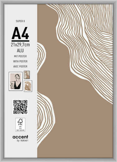 Nielsen design nielsen fotolijst 5421124 super 8 mat zilver 21x29,7 cm