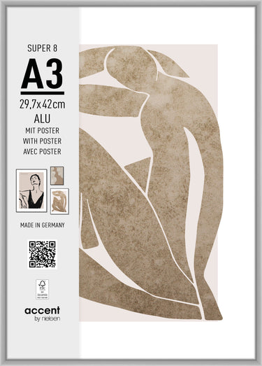 Nielsen design nielsen fotolijst 5424124 super 8 mat zilver 29,7x42 cm