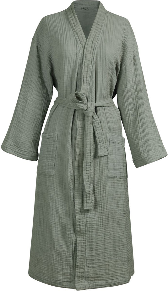Vtwonen gentle embrace bathrobe badjas - saliegroen - l xl