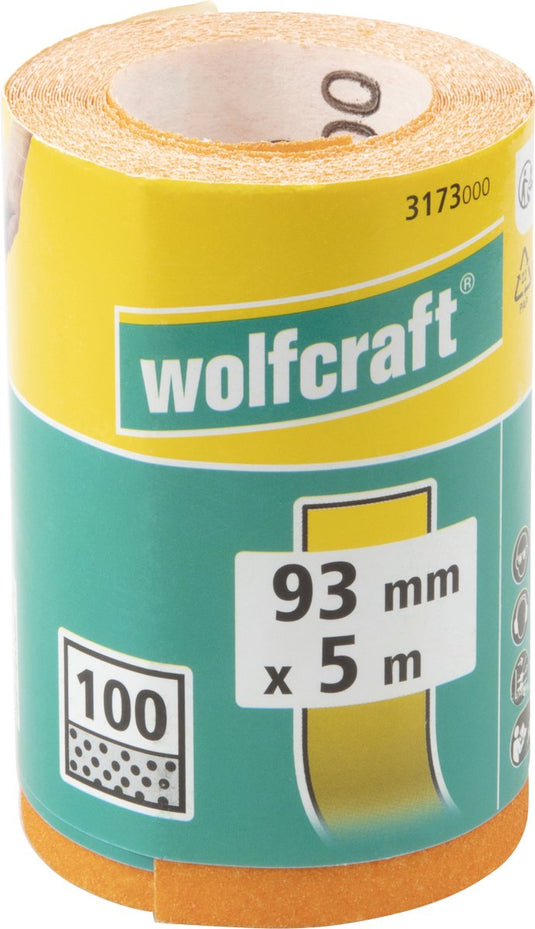 Wolfcraft - schuurpapier korrel 100 - op rol - 5 m x 93 mm - 3173000