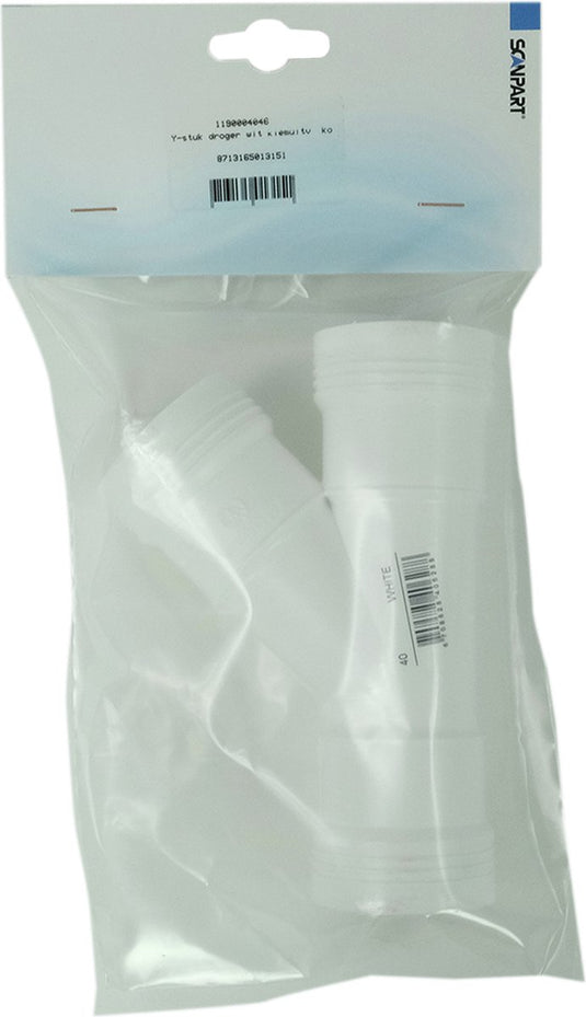 Scanpart pvc y-stuk afvoer - geschikt voor wasmachine en droger - hulpstuk - koppelstuk - voor 2 water afvoerslangen