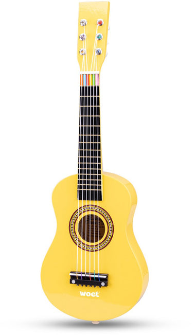 New classic toys woet® houten speelgoedgitaar met draagriem - geel - speelgoedinstrument - mijn eerste gitaar inclusief muziekboekje - speelgitaar voor kinderen - vanaf 3 jaar