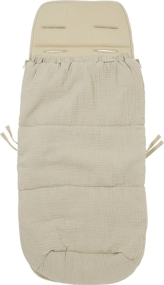 Meyco baby uni buggy voetenzak en inlegger - pre-washed hydrofiel - sand - 45x130cm (2-in-1)