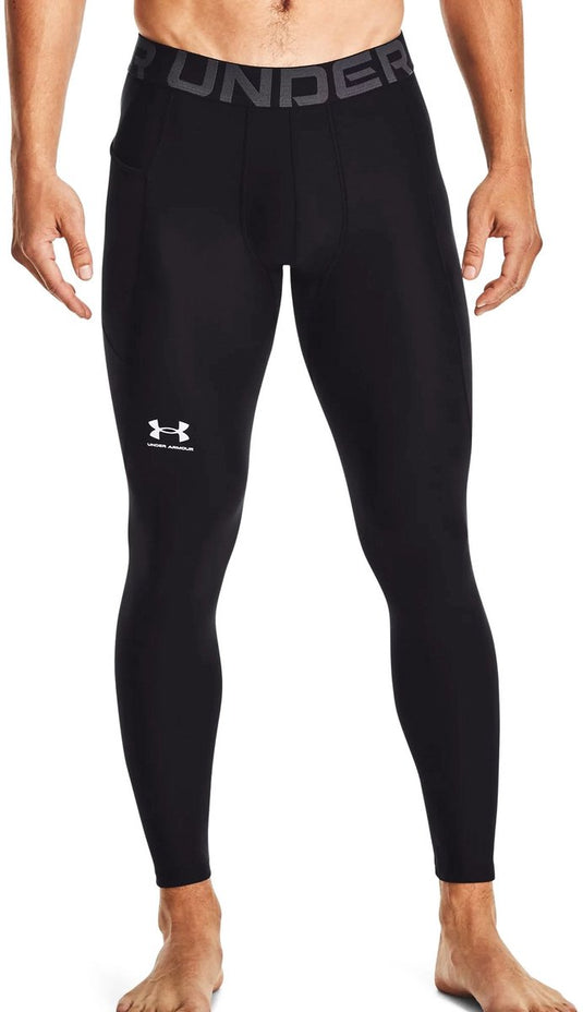 Under armour ua hg armour leggings-blk heren sportbroek - zwart - wit