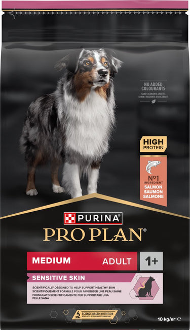Pro plan purina® ® sensitive skin medium adult - hondenvoer droogvoer - zalm - 10 kg