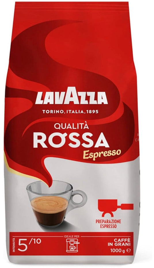 Lavazza qualità rosso koffiebonen - koffie blend van robusta en arabica bonen - intensiteit 5 10 - 1 kg