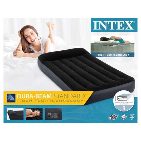 Intex 64146 pillow rest classic twin luchtbed + pomp 99x191x25 cm zwart