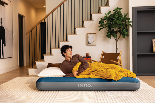 Intex 64189np queen dura-beam prestige downy luchtbed met pomp