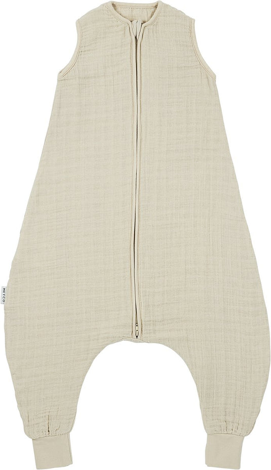 Meyco baby uni baby zomer slaapoverall jumper - pre-washed hydrofiel - soft sand - 80cm - 0.5 tog