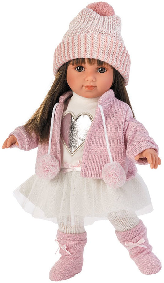 Llorens pop sara met bruine ogen en bruin steil haar - 35 cm - vanaf 3 jaar