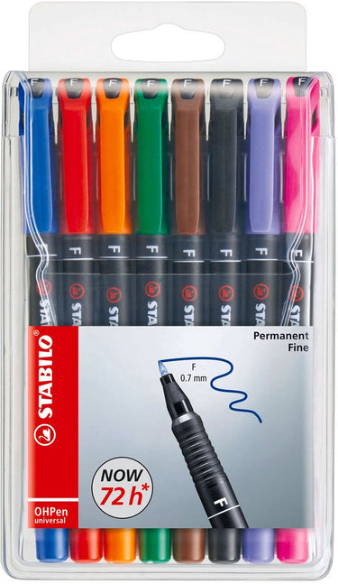 Stabilo ohpen fijn permanente marker in etui - 8dlg.