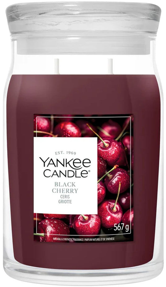 Yankee candle - black cherry large jar geurkaars - 90 branduren - twee lonten