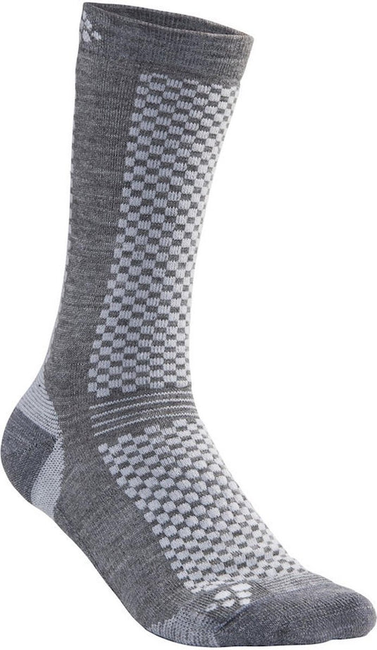 Craft 2-pack warme sokken mid - merino wollen thermo sokken - 48 - grijs