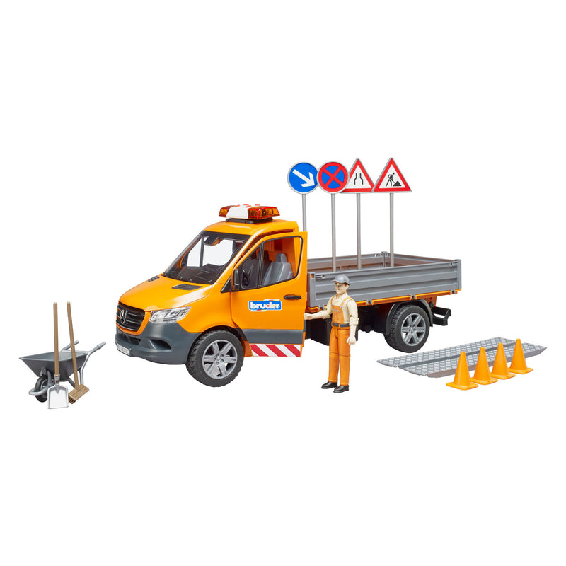 Load image into Gallery viewer, Bruder mercedes-benz sprinter wegenbouw + figuur en accessoires
