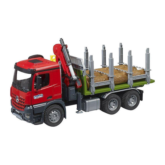 Bruder mercedez-benz arocs houtvrachtwagen met kraanarm en 3 boomstammen