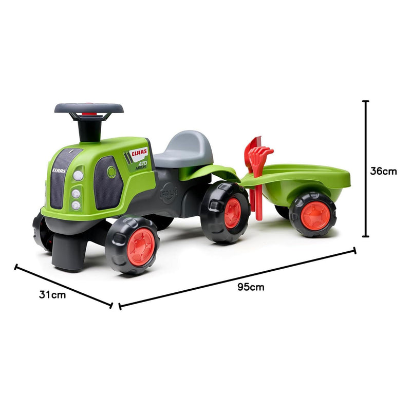 Afbeelding laden in galerijviewer, Falk claas 470 arion ride-on groen met aanhanger + zandset
